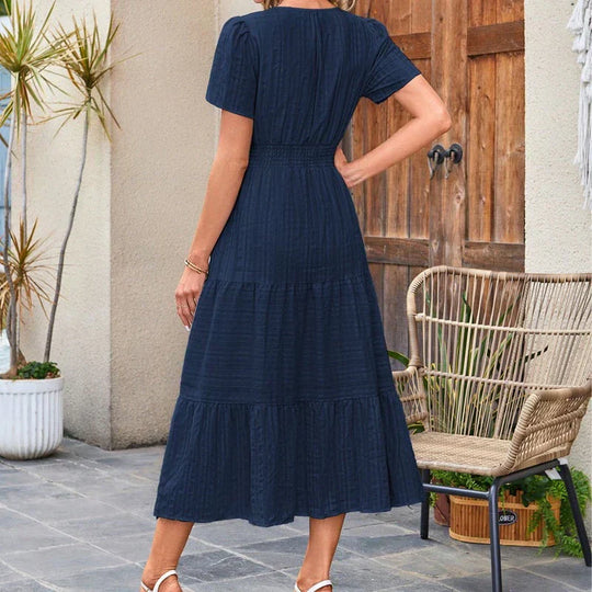 💕HOT SALE 50% OFF💕Women's Summer 2026 Casual Maxi Dress Lightweight Short Sleeve V Neck Boho Dress with Pockets