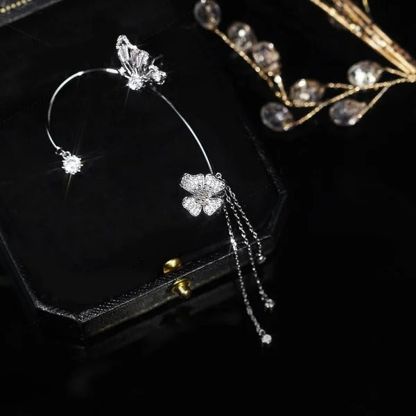 💕50% discount💕Simple ear clips with butterfly and flower motifs & tassels – elegant & comfortable, no piercing required 🌸🦋