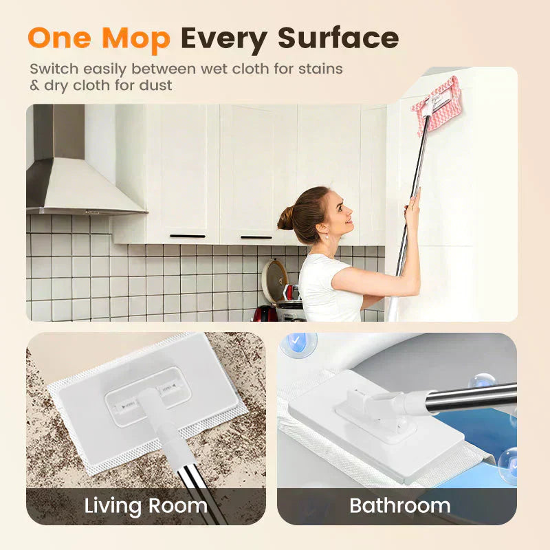 🏆#1 Best Seller ⏰💕🌟Flat Mop with Stainless Steel Handle, come with Reusable Washable Mop Cloths