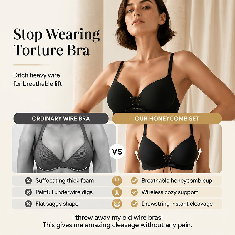 Drawstring Push Up Bra | Instant Cleavage & Anti-Sagging |  Wireless Strapless Bras Comfort Bra
