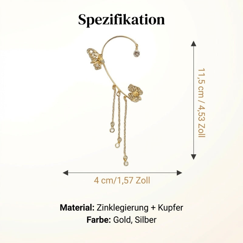 💕50% discount💕Simple ear clips with butterfly and flower motifs & tassels – elegant & comfortable, no piercing required 🌸🦋