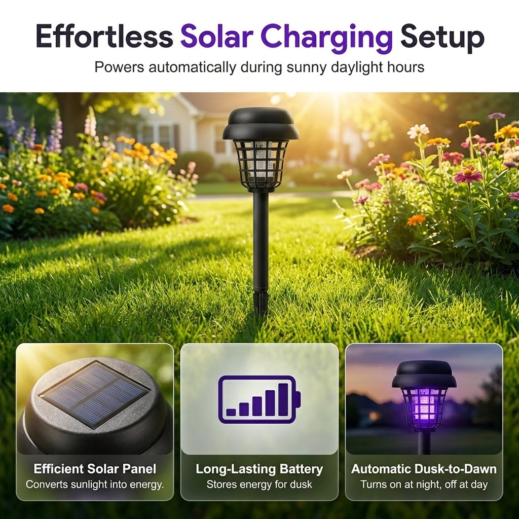 ☀️Solar Mosquito Zapper Light ✨– Outdoor Garden Stake Lamp, UV Insect Killer & Solar Pathway Light🦟🚫