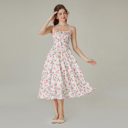 🌸 HOT SELLER | 50% OFF Women's Floral Corset Midi Dress – Summer Vacation Milkmaid Sundress