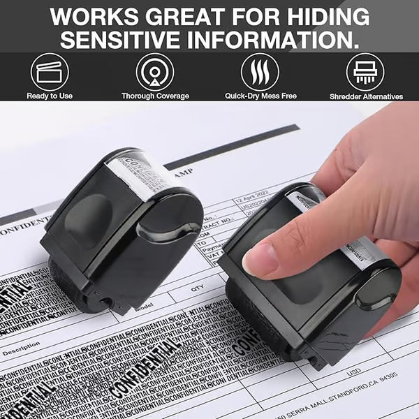 Privacy Protection Security Roller Stamp — Address & Billing Info Blocker, Home & Office Mailing Essentials