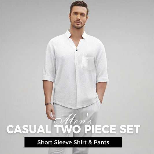🎉BIG SALE🎉Men's Trendy Cotton Linen Top & Pants Two-Piece Set