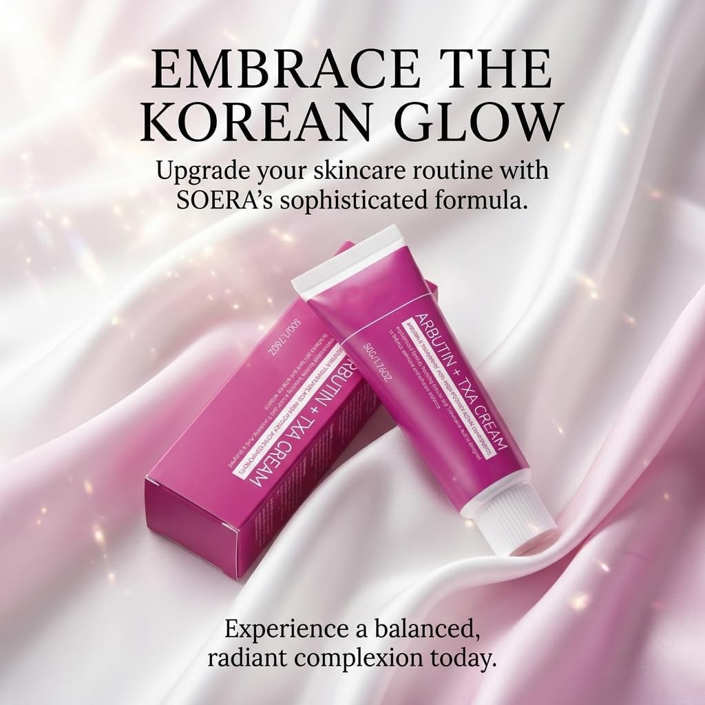 Official SOERA Korean Brightening Cream, Arbutin And Tranexamic Acid Facial Cream For Uneven Skin Tone And Dark Spot Appearance Care For Daily Skincare Routine