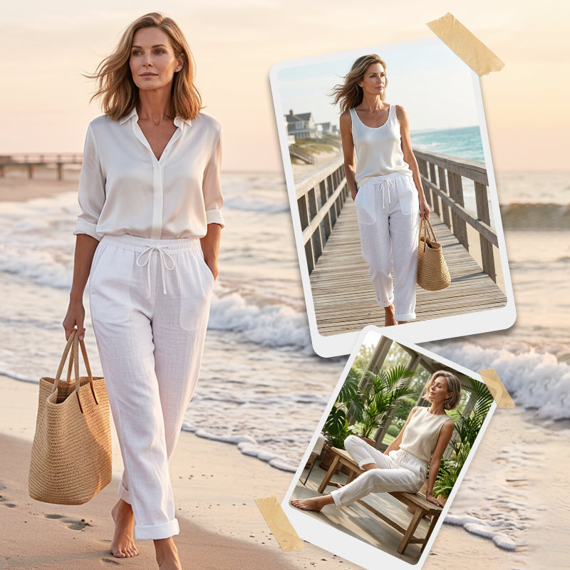 🥳New arrival 50% OFF!🌸Women's Elastic Waist Cotton Linen Casual Pants🍀