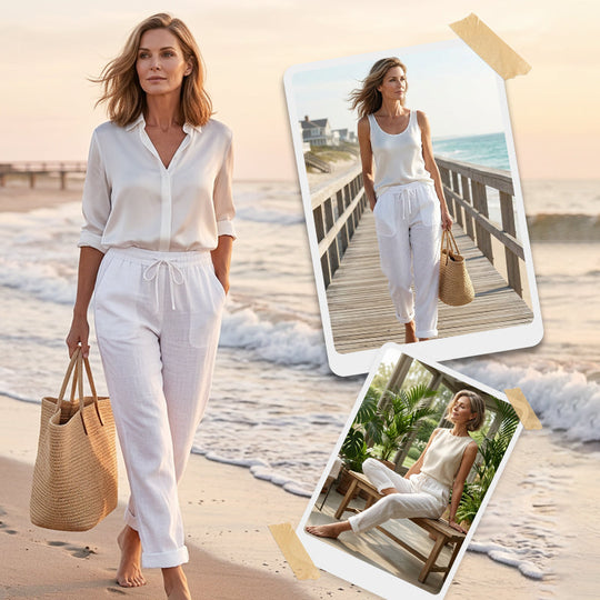 🥳New arrival 50% OFF!🌸Women's Elastic Waist Cotton Linen Casual Pants🍀