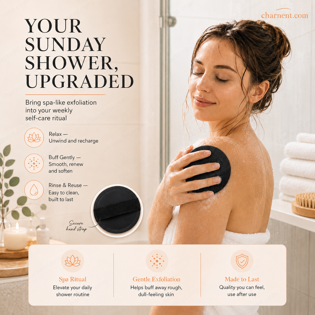 Scrub Bath Pads – Gently exfoliate, unclog pores, reveal brighter skin. Durable rubber, easy to rinse. A little scrub goes a long way! ✨🛀