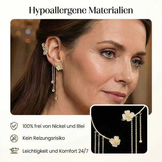 💕50% discount💕Simple ear clips with butterfly and flower motifs & tassels – elegant & comfortable, no piercing required 🌸🦋