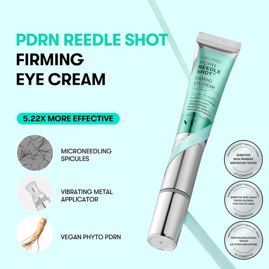 VT COSMETICS PDRN Reedle Shot Eye Cream, Vibrating Eye Applicator for Puffy Eyes, Dark Circles & Under Eye Bags, Firming & Wrinkle Care with PDRN Collagen, Korean Skincare, 0.51 fl oz