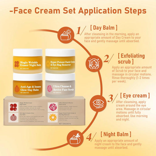 Frøya Organics The Complete System for Mature Women’s Skin | 4-Piece Set with Face Scrub, Day and Night Balm & Eye Balm | With Rosehip, Calendula & Sea Buckthorn | 60 Day Supply