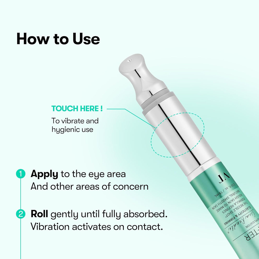 VT COSMETICS PDRN Reedle Shot Eye Cream, Vibrating Eye Applicator for Puffy Eyes, Dark Circles & Under Eye Bags, Firming & Wrinkle Care with PDRN Collagen, Korean Skincare, 0.51 fl oz
