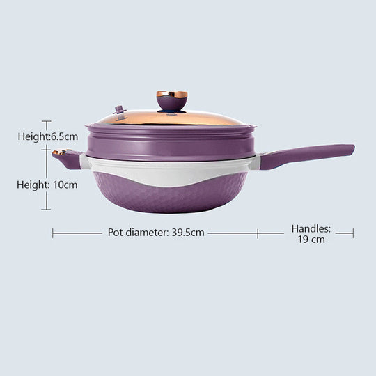 🍳 60 % DE RÉDUCTION + LIVRAISON GRATUITE ! 🔥 Poêle antiadhésive avec panier vapeur - Cuisine saine sans huile, répartition uniforme de la chaleur pour des résultats parfaits à chaque fois 🥦✨