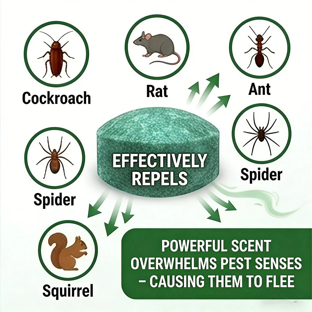 All‑Pest Repellent – Safe for pets & wildlife. No poisons, just effective. Use indoors & out