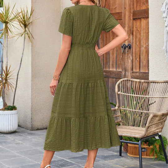 💕HOT SALE 50% OFF💕Women's Summer 2026 Casual Maxi Dress Lightweight Short Sleeve V Neck Boho Dress with Pockets