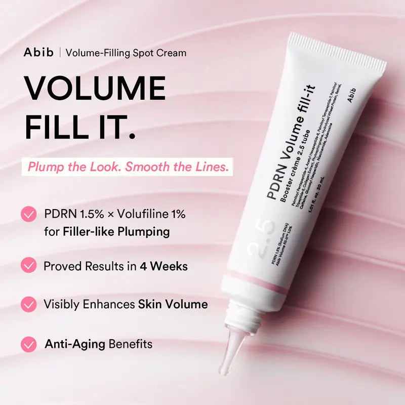[NEW] Abib PDRN Volume fill-it Booster Cream 2.5 tube | PDRN 15,000ppm, Peptides, Retinal | For Forehead, Eye Area, Smile Lines & Neck Wrinkles | Anti-Aging Firming | 1.01 fl oz