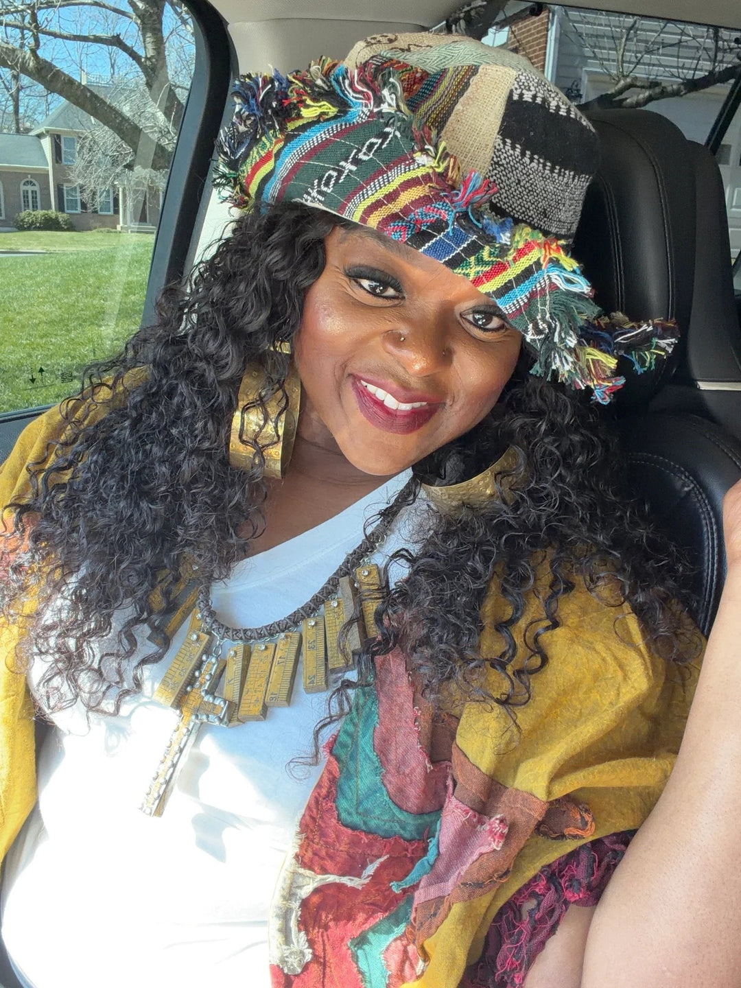 Frayed Patchwork Bucket Hat(Shapeable Brim One-of-a-Kind Style)