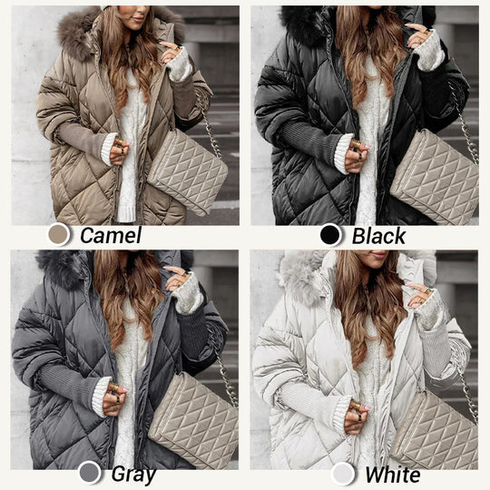 ✨Parka de longitud media de moda para mujer 🧥 – Patchwork de mangas de punto de otoño e invierno, ajuste favorecedor para los días fríos