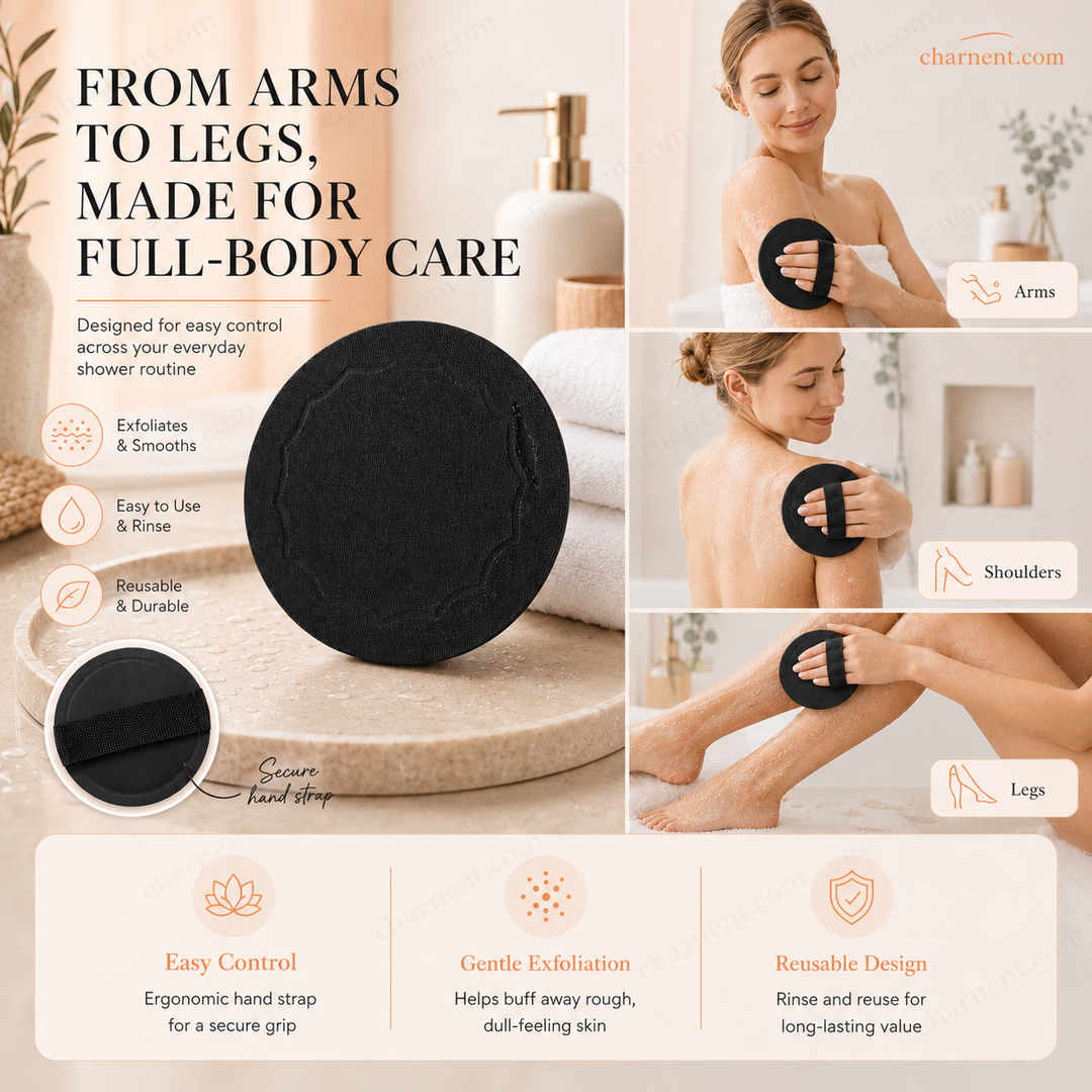 Scrub Bath Pads – Gently exfoliate, unclog pores, reveal brighter skin. Durable rubber, easy to rinse. A little scrub goes a long way! ✨🛀