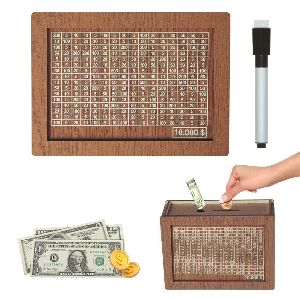 🎁 Hot Sale 70% OFF 🔥Retro Style Wooden Money Box with Counter Piggy Bank Handmade Saving Money Goal Piggy Bank