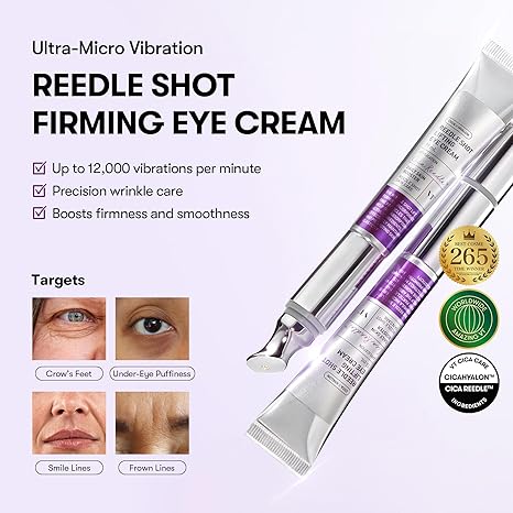 VT COSMETICS Reedle Shot Firming Eye Cream, Vibrating Eye Applicator for Puffy Eyes, Dark Circles & Under Eye Bags, Firming & Wrinkle Care with Peptides & Hyaluronic Acid, Korean Skincare, 0.51 fl oz