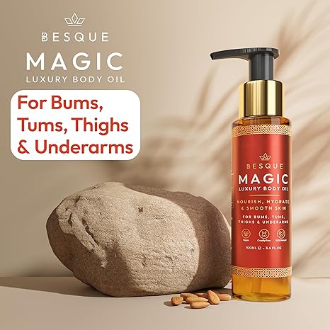 Besque Original Magic Body Oil, Hydrating Skin Care For Full Body That Plumps, Tightens, & Firms Skin With Natural Ingredients, Luxury Spa Gifts