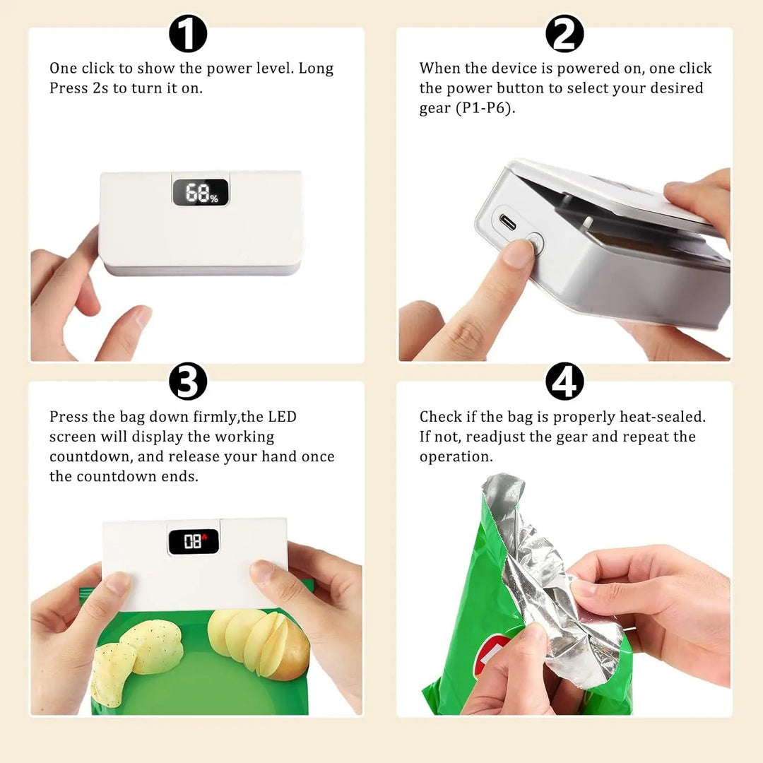🔥Limited Time Special Price  ⚡Rechargeable 2-in-1 Mini Bag Sealer with Cutter