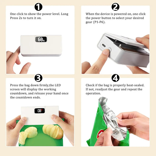 🔥Limited Time Special Price  ⚡Rechargeable 2-in-1 Mini Bag Sealer with Cutter
