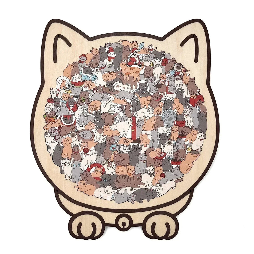 🎁Soldes de Noël : 50 % de réduction🎅Puzzle en bois de 135 pièces en forme de chat aux couleurs de Morandi