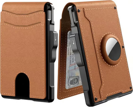 🔥Last Day 30% OFF🔥Wallet for Men - with Pop Up Aluminum Case Money Clip Slim Leather Slots Credit Card Holder RFID Blocking Bifold Minimalist Wallet
