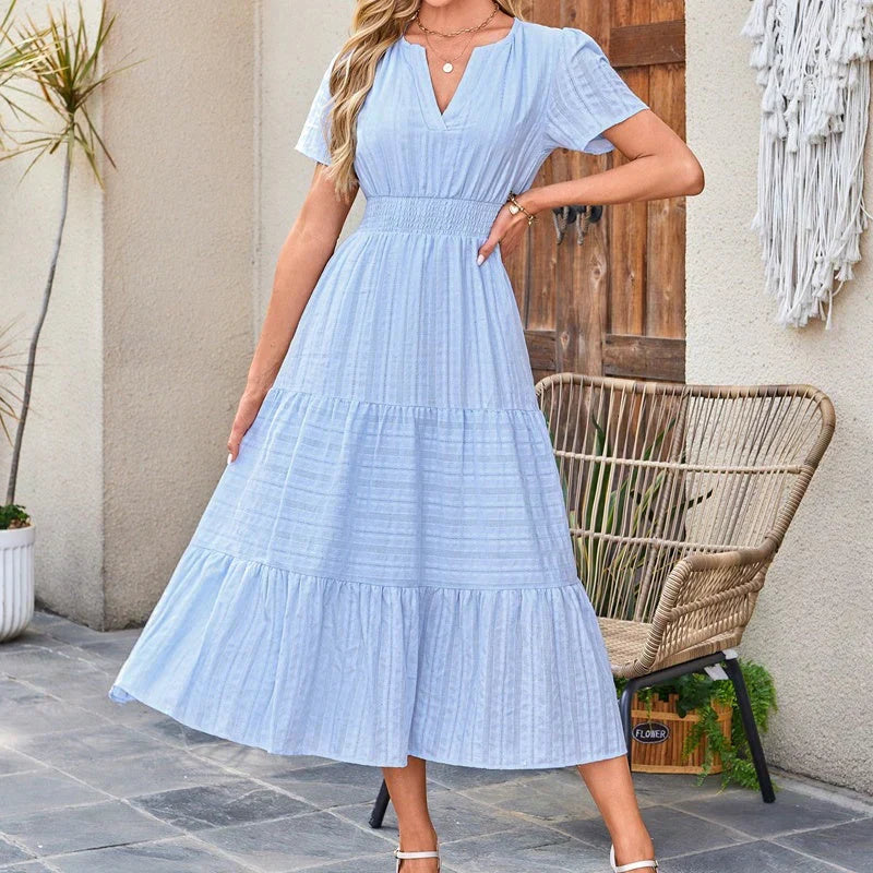 💕HOT SALE 50% OFF💕Women's Summer 2026 Casual Maxi Dress Lightweight Short Sleeve V Neck Boho Dress with Pockets