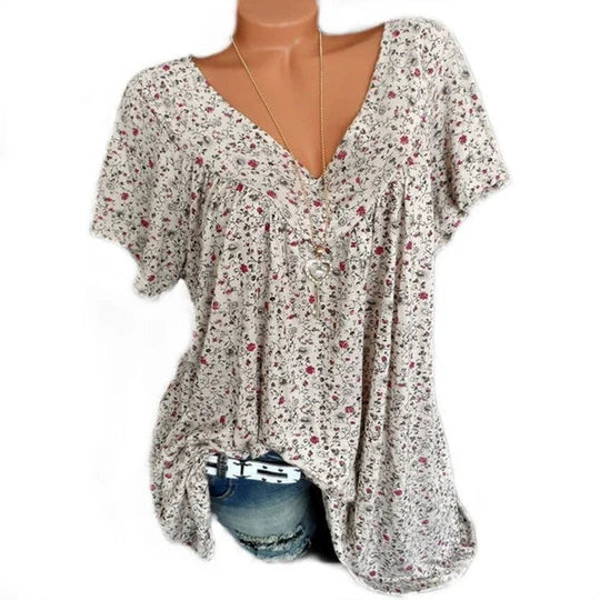 🎉 Last Day Promotion-60% OFF 🍃 Summer V-neck Loose Short sleeve Print Casual Women's T shirt