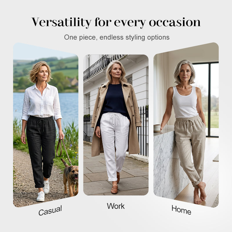 🥳New arrival 50% OFF!🌸Women's Elastic Waist Cotton Linen Casual Pants🍀