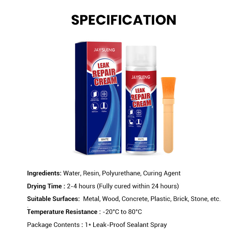 🔥Instant Leak Repair Spray - Seals Cracks & Gaps in 5 Minutes, Waterproof & Flexible for Pipes/Roofs