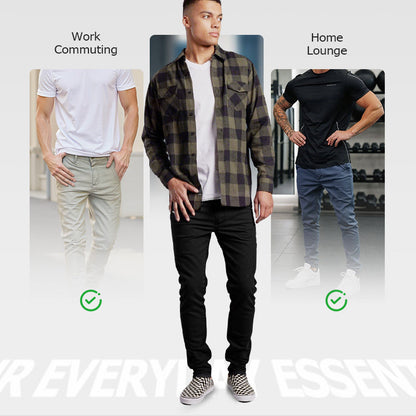 👖Bríste Caol-Oiriúnach Dath Soladach + Crios d'Fhir