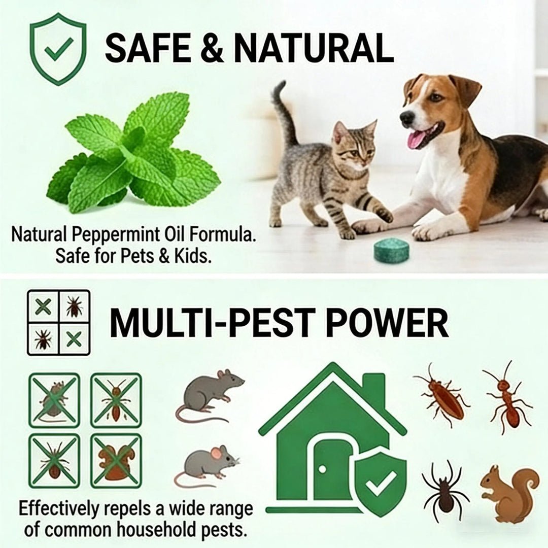 All‑Pest Repellent – Safe for pets & wildlife. No poisons, just effective. Use indoors & out