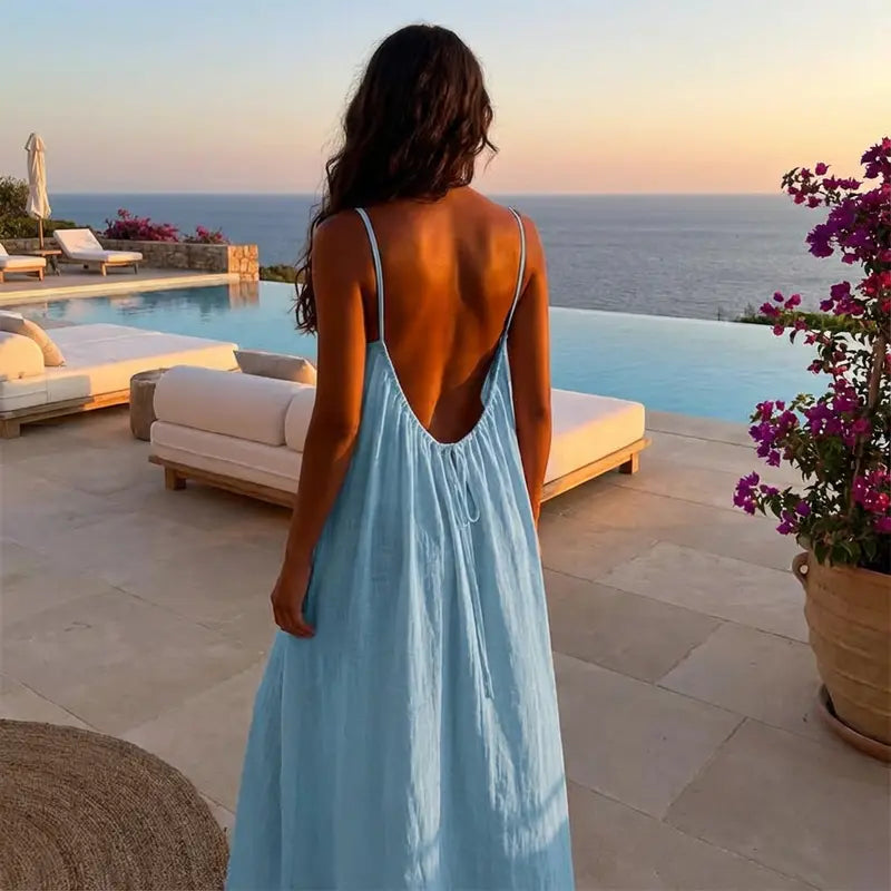 💃ΤΕΛΕΥΤΑΙΑ ΜΕΡΑ SAEL 50% ΕΚΠΤΩΣΗ!!✨Γυναικείο μονόχρωμο φόρεμα Cami Lounge, κομψό μακρύ φόρεμα χωρίς μανίκια για το καλοκαίρι, γυναικεία πιτζάμα για εσωτερικούς χώρους💕