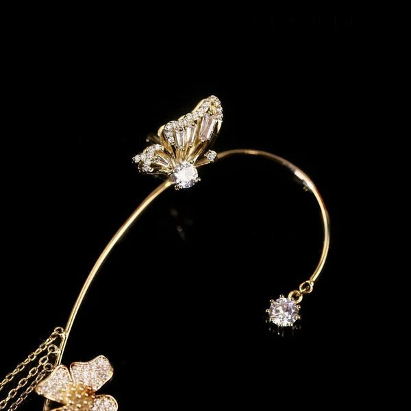 💕50% discount💕Simple ear clips with butterfly and flower motifs & tassels – elegant & comfortable, no piercing required 🌸🦋