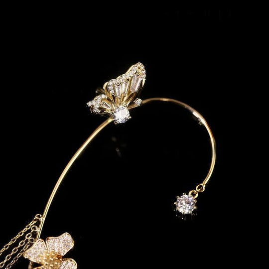 💕50% discount💕Simple ear clips with butterfly and flower motifs & tassels – elegant & comfortable, no piercing required 🌸🦋