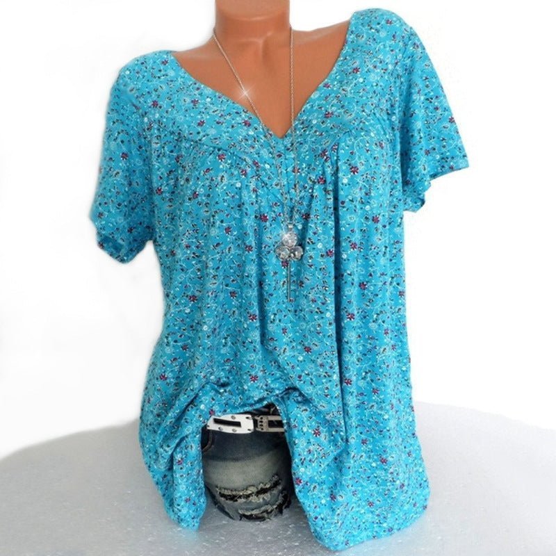 🎉 Last Day Promotion-60% OFF 🍃 Summer V-neck Loose Short sleeve Print Casual Women's T shirt
