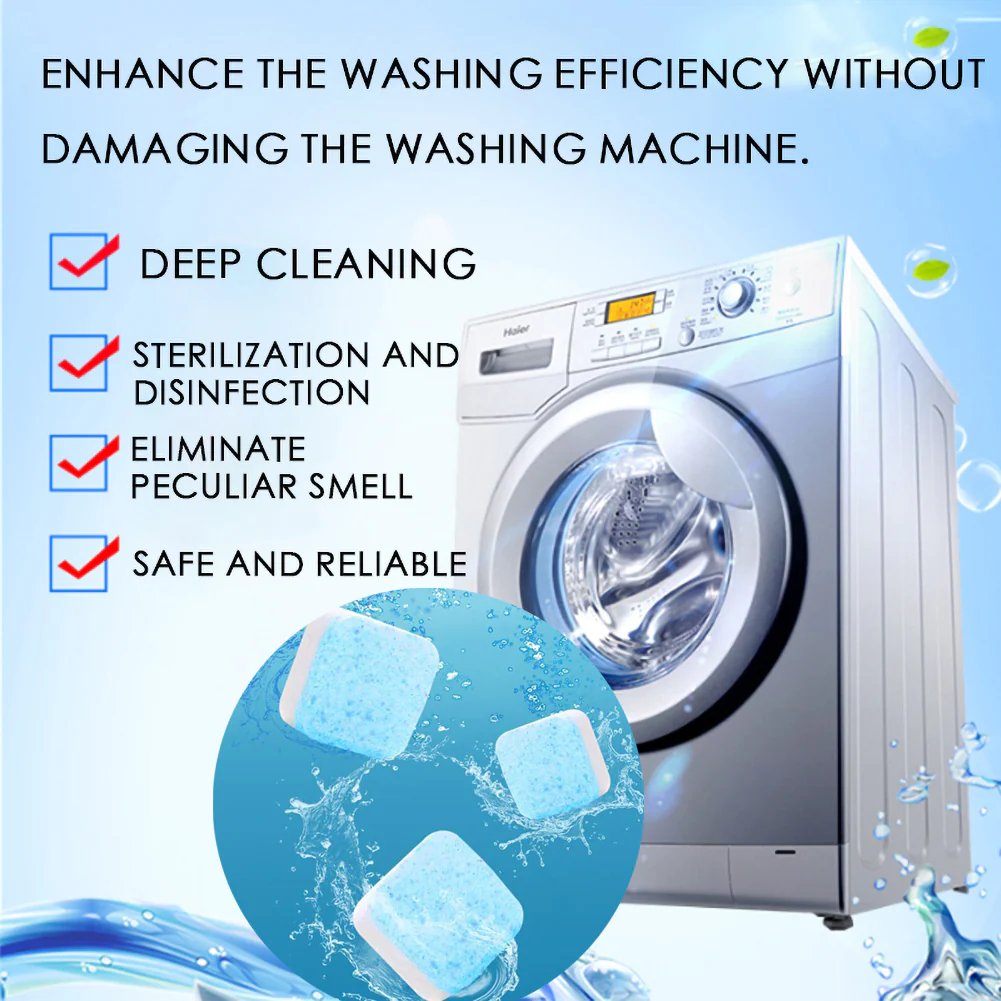 🧼✨ Washing Machine Deep Cleaner Tablets – Eliminates 99% Germs, Removes Odors & Prevents Mold 🧽