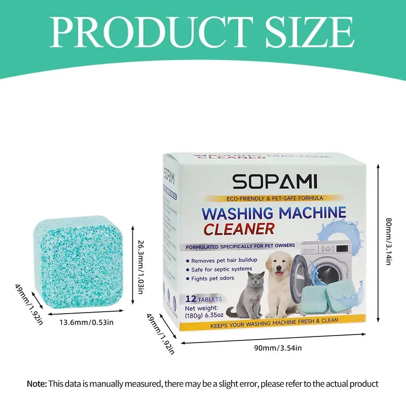 Eco-Friendly Washing Machine Cleaner Fights Pet Odors & Hair Build-Up for Fresh Clean Machines