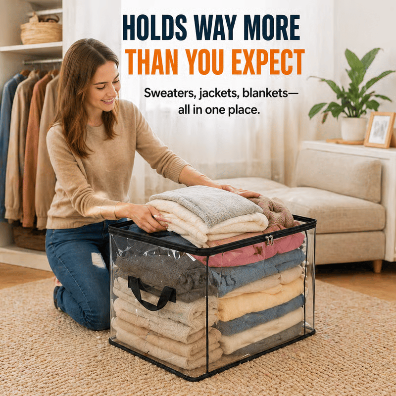 📦Large Heavy-Duty Thick Plastic Clear Storage Bag for Clothes, Moving & Storage