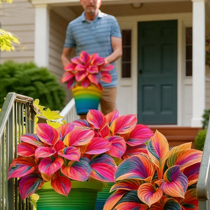 🌈🔥 Limited Edition Rainbow Flame Hostas -Rare Multicolor Foliage, Exclusive to Our Store 🌸