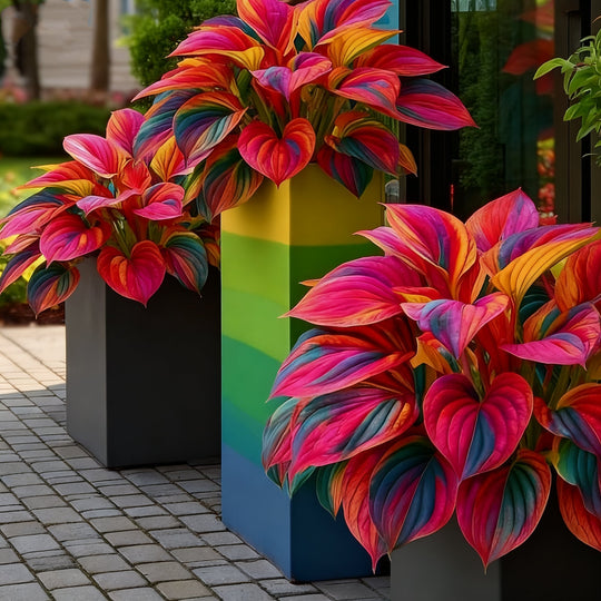 🌈🔥 Limitowana edycja host Rainbow Flame – rzadkie wielokolorowe liście, dostępne wyłącznie w naszym sklepie 🌸