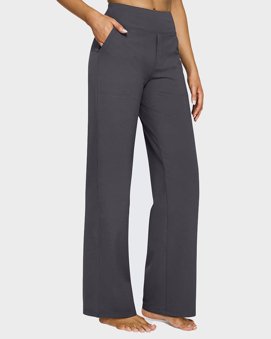 G4Free Loose High-Waist Business Casual Pants Yoga Pants Women Wide Leg Pants with Pockets Comfortable Athletic Sweatpants