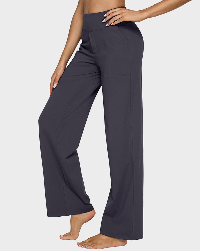 G4Free Loose High-Waist Business Casual Pants Yoga Pants Women Wide Leg Pants with Pockets Comfortable Athletic Sweatpants