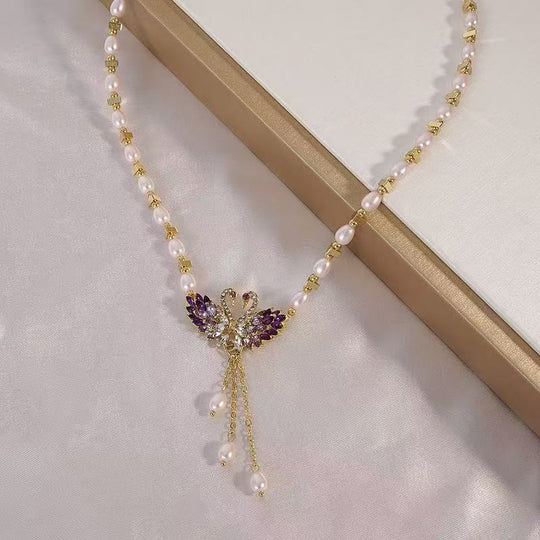 🔥Limited Time Special Price !!🎉Purple Double Swan Pendant Necklace