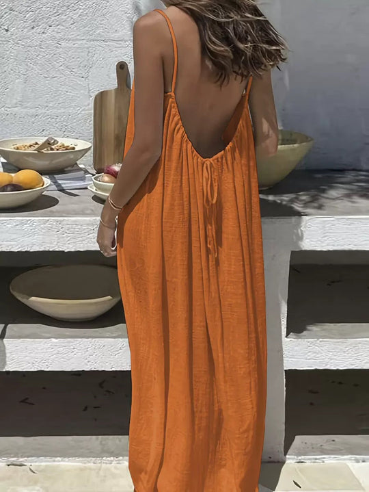 💃ΤΕΛΕΥΤΑΙΑ ΜΕΡΑ SAEL 50% ΕΚΠΤΩΣΗ!!✨Γυναικείο μονόχρωμο φόρεμα Cami Lounge, κομψό μακρύ φόρεμα χωρίς μανίκια για το καλοκαίρι, γυναικεία πιτζάμα για εσωτερικούς χώρους💕